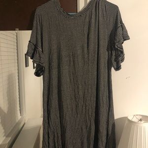 Black and white striped swing dress